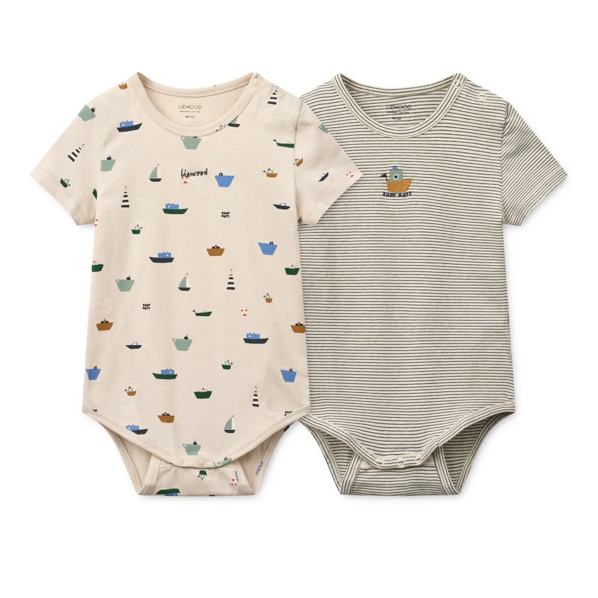 Yanni Grow Kurzarm-Body - Segeln / Klassischer marineblauer Streifen / Mix