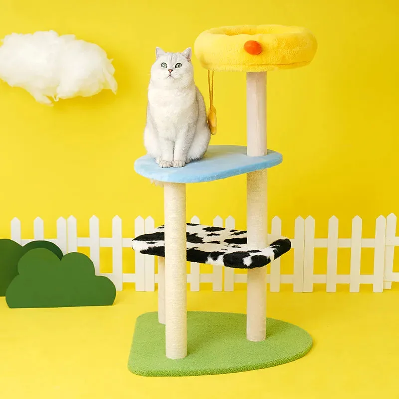 ZEZE Happy Farm Cat Tree – 105cm Multi-Level Climbing & Scratching Tower