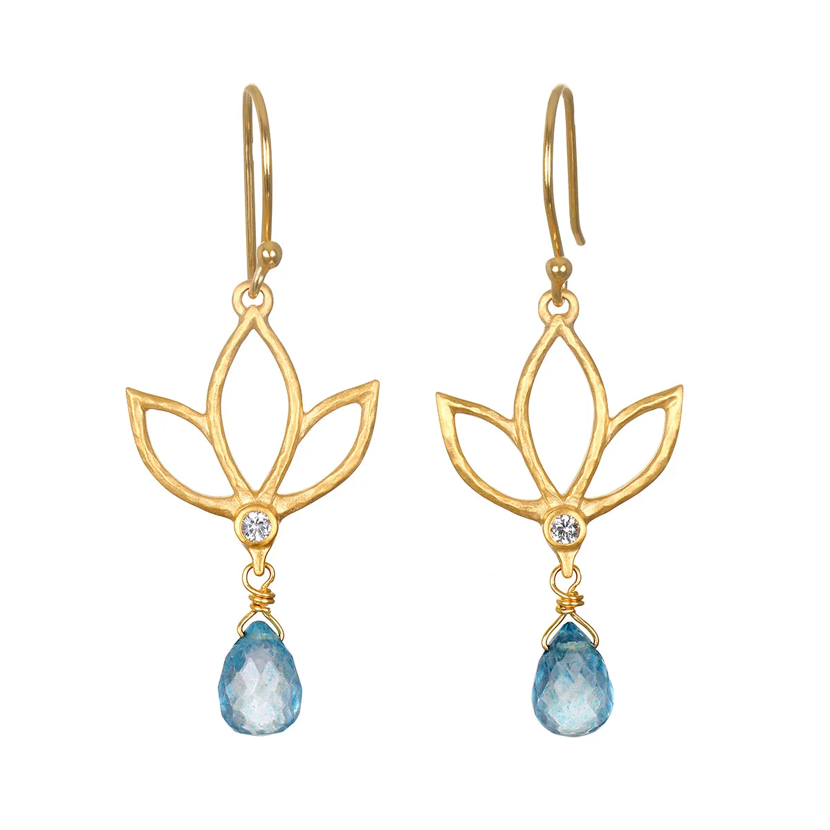 Ignite Renewal Blue Topaz Lotus Drop Earrings
