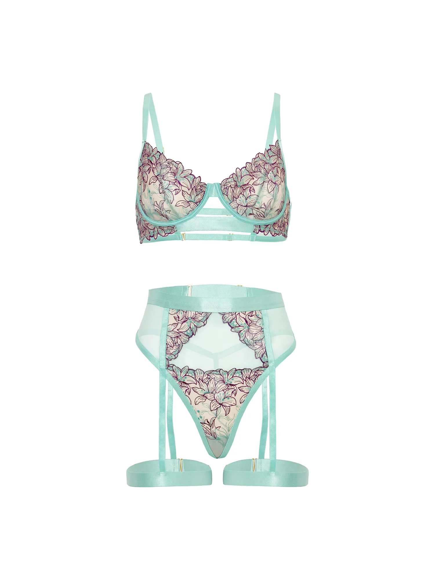 Adaline Embroidered Bra Set