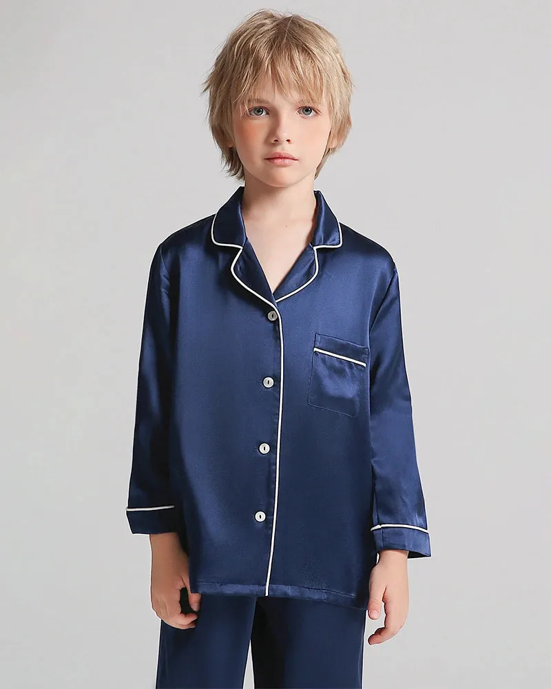 Boys Long Sleeve Silk Pajamas Set