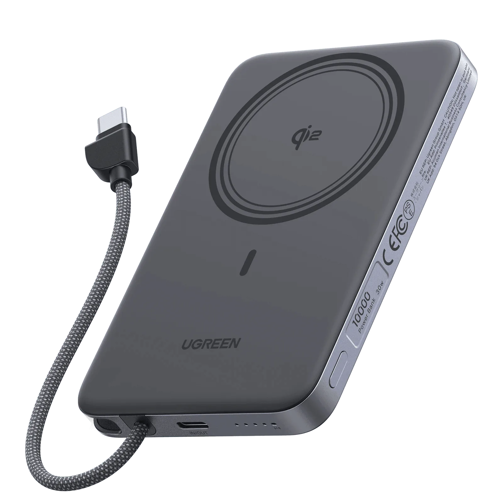 Batterie Externe Magnétique UGREEN MagFlow Air 10000mAh 15W Gris Sidéral
