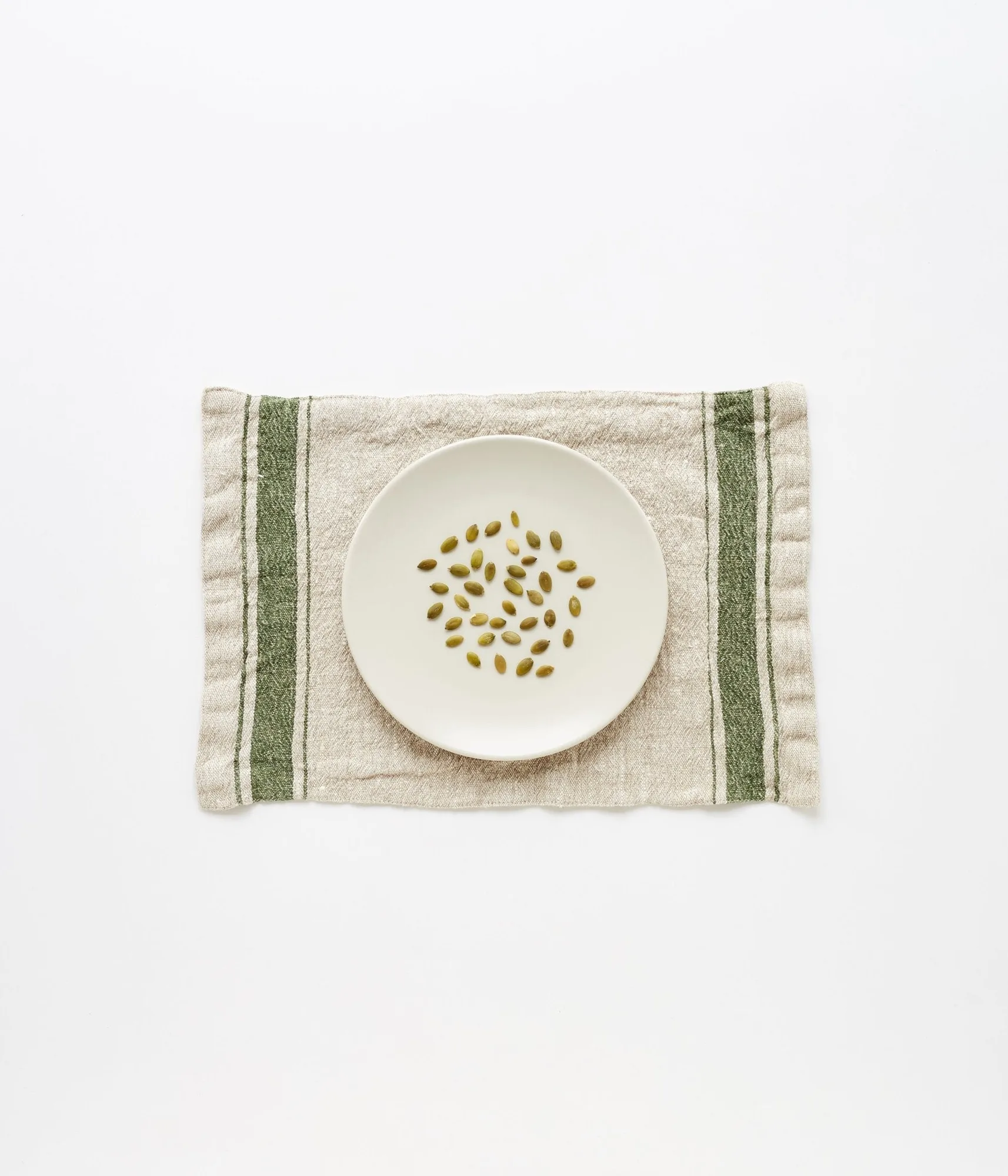 Green Stripe Vintage Linen Placemat