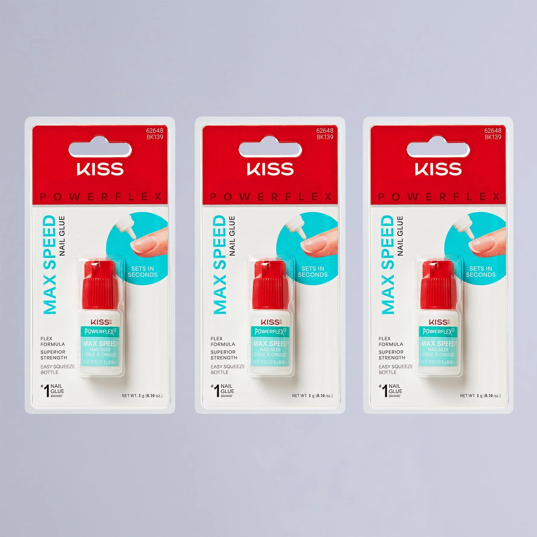 Kiss PowerFlex Maximum Speed Nail Glue 3-Pack | Nail Adhesive, Press-On Glue, Fast Drying, Strong Hold