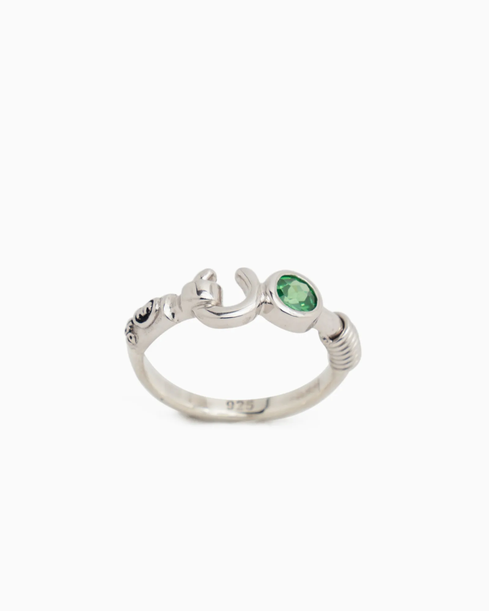 Anillo de gancho con piedra - Zircón verde