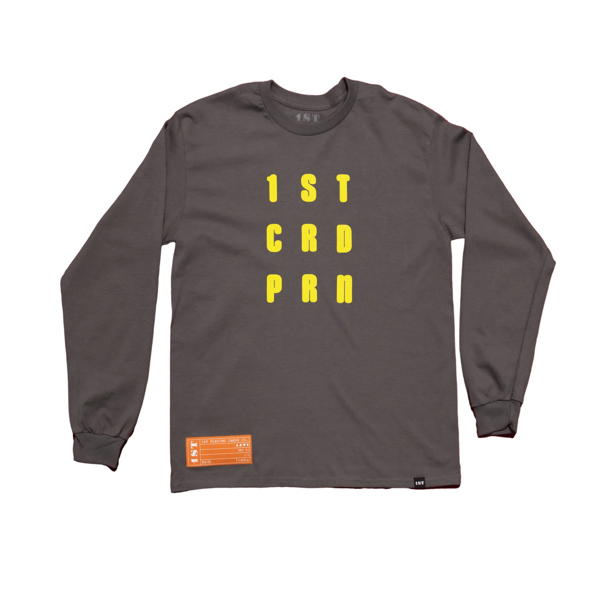 1ST Gray "CRDPRN" Long Sleeve Tee