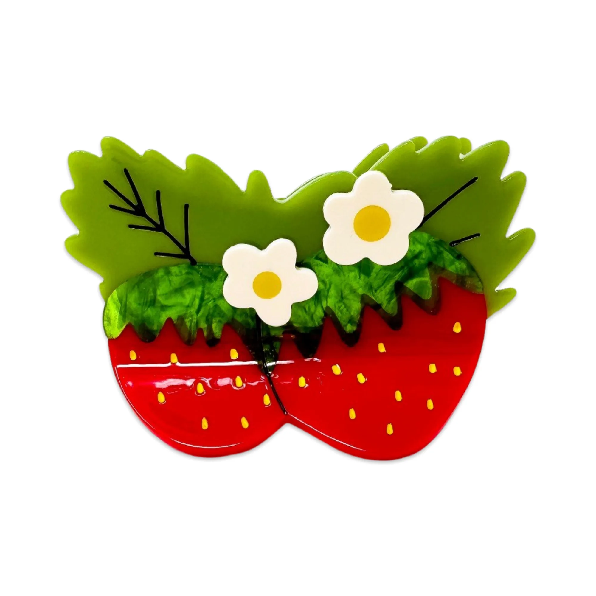 Pince à cheveux grande fraises et fleurs