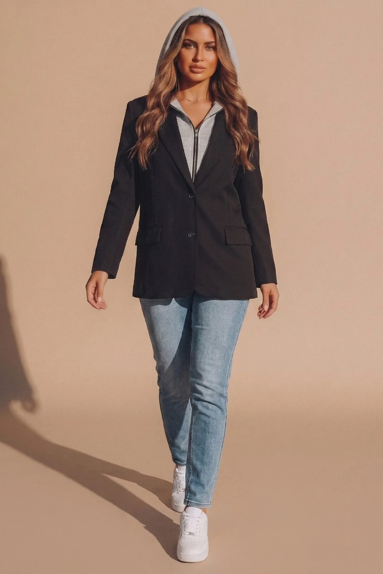 How to Layer a Hooded Insert Blazer for Fall