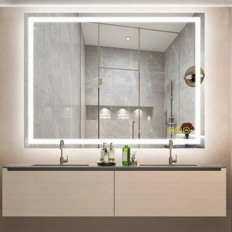 Espejo LED retroiluminado de baño antivaho GlareGuard con interruptor táctil regulable