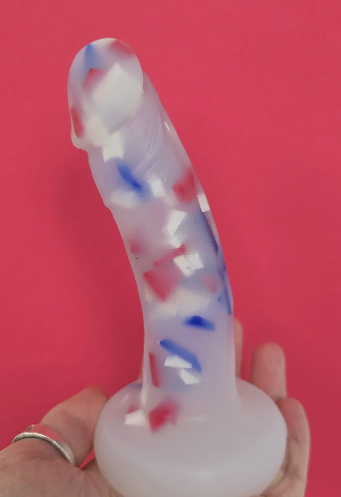 ONE OF A KIND Small Bent Red White Blue Confetti Care