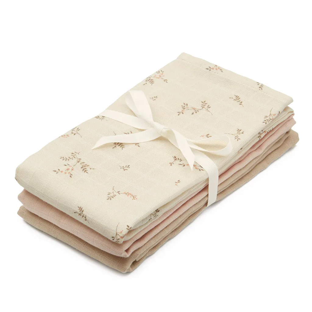 Muslin Cloth, 3-pack - GOTS Mix Ashley, Coral, Latte