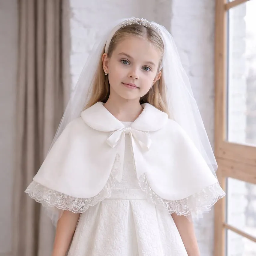 Girl Faux Fur Bolero with Lace