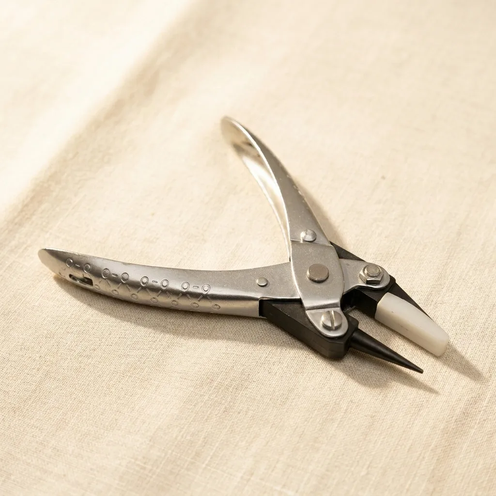 Parallel Round & Flat Nose Pliers — 5.5 Inch Silver Metal, Nylon Jaws, Replaceable Tips