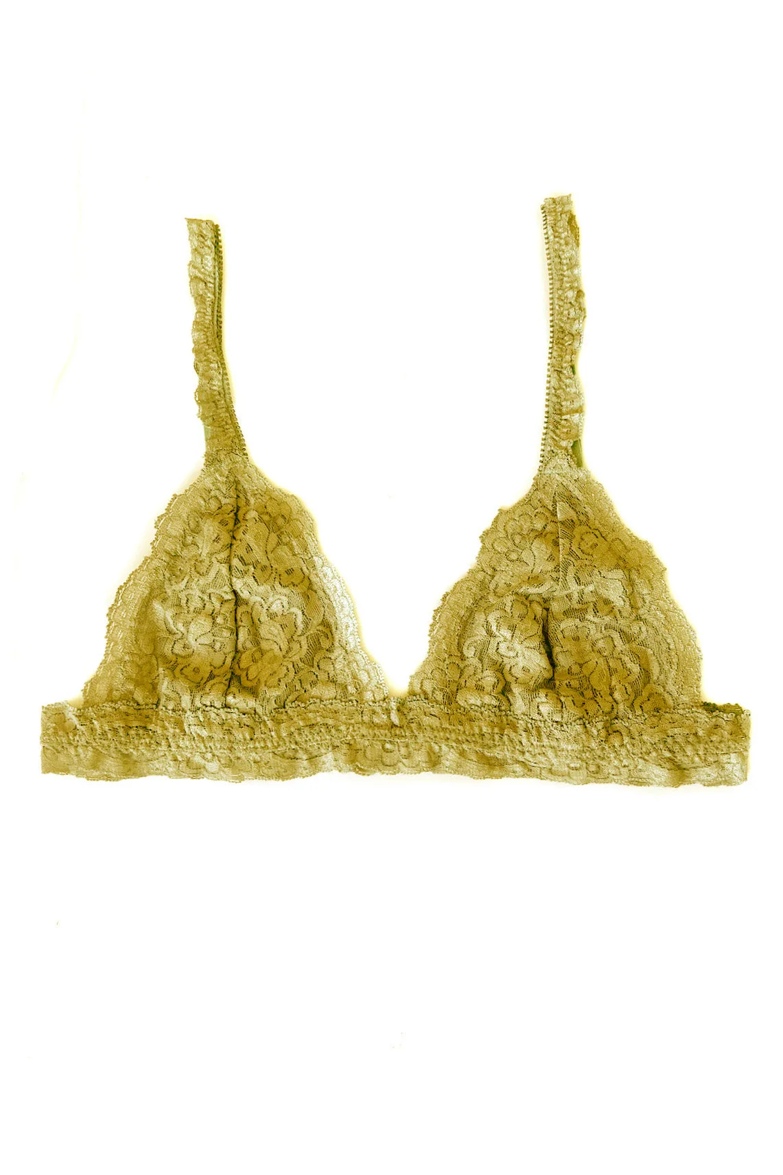 Bralette en dentelle triangle Echo en dentelle jaune souci teinte organique Deadstock