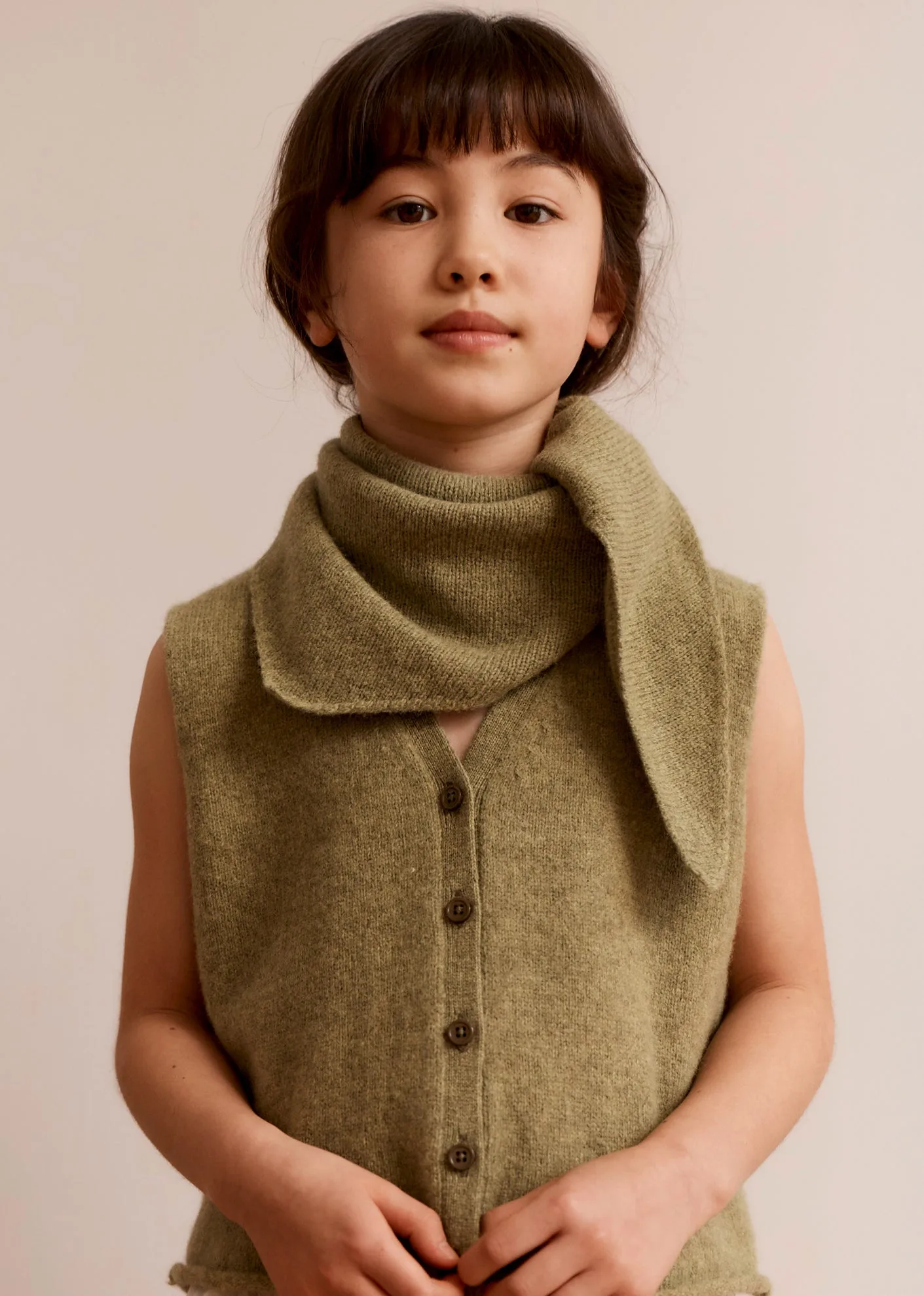 ANSEL CHILDREN'S WOOL VEST - OLIVE