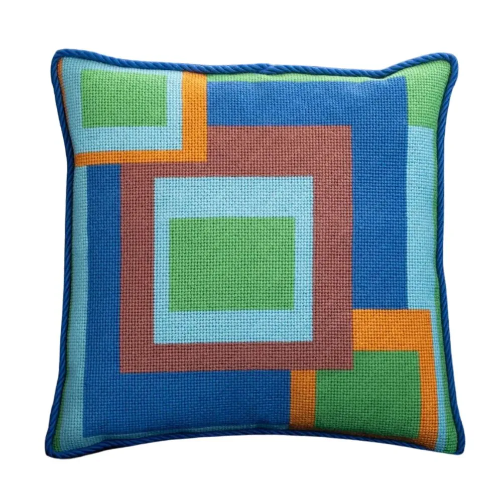 Color Blocks Blue Needlepoint Pillow Kit