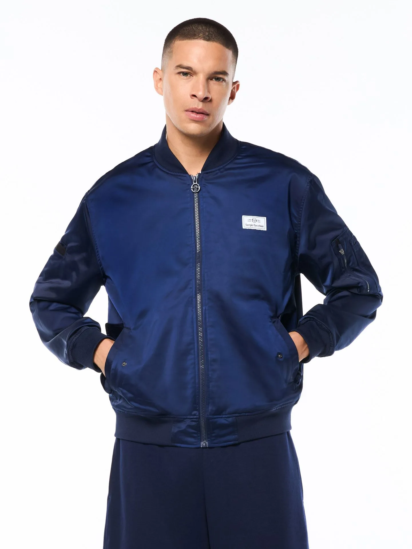 Piano Bomber Jacket-Maritime Blue