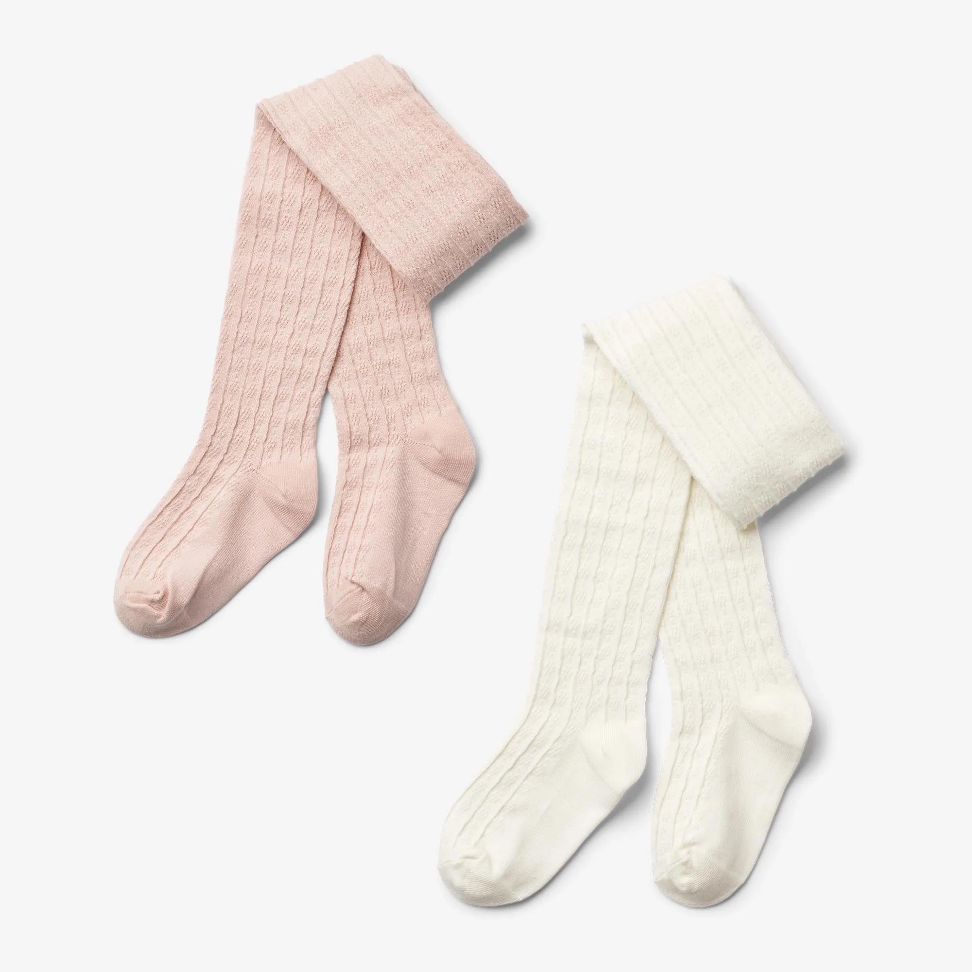 Set aus zwei Pointelle-Strumpfhosen Izzy - puder