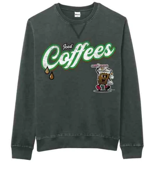 L2 Reading Iced Coffees Heather Dark Green Crewneck