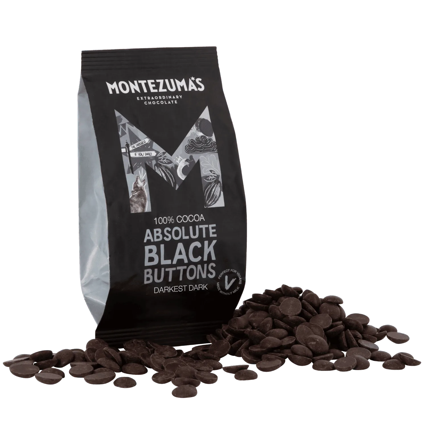 Absolute Black Buttons - 100% Cocoa - 120g