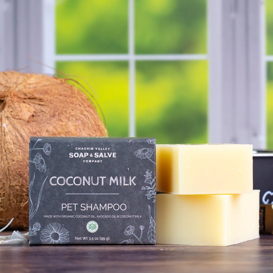Organic Pet Shampoo Bar with Coconut Oil & Milk (For Dogs, Cats, Ferrets)