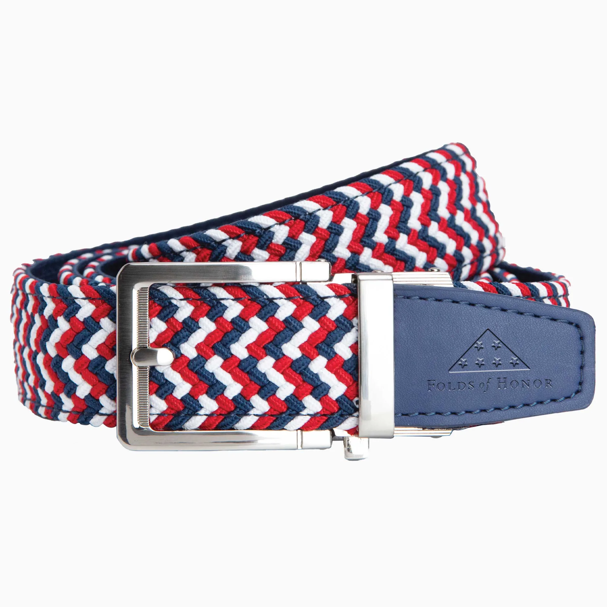 FoH Braided Liberty Stamped Tip Golf Ratchet Belt 1 3/8" Strap 35mm