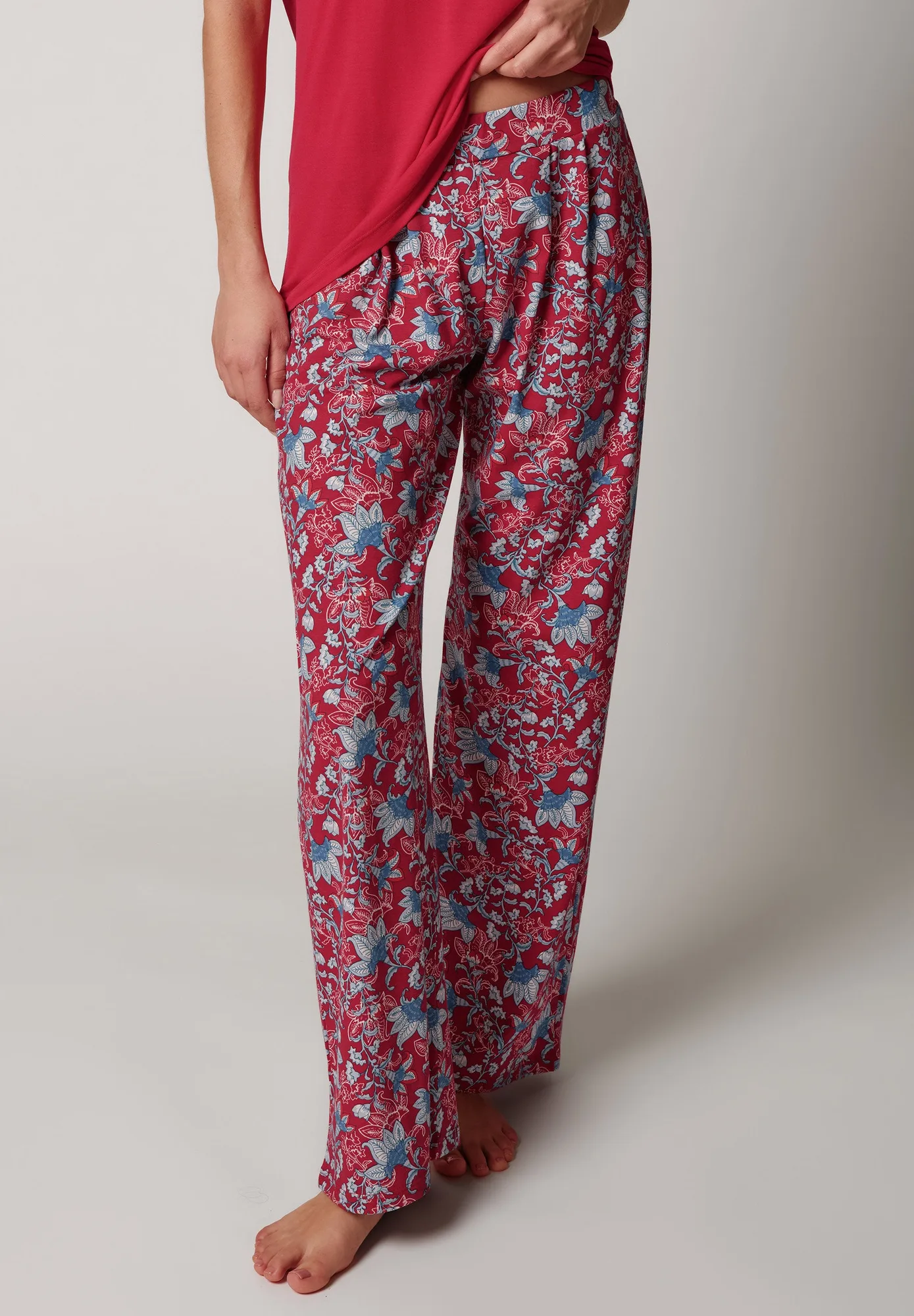Pantalone Night Selection 2 lungo | Rosso fiori paisley 010332-01H371