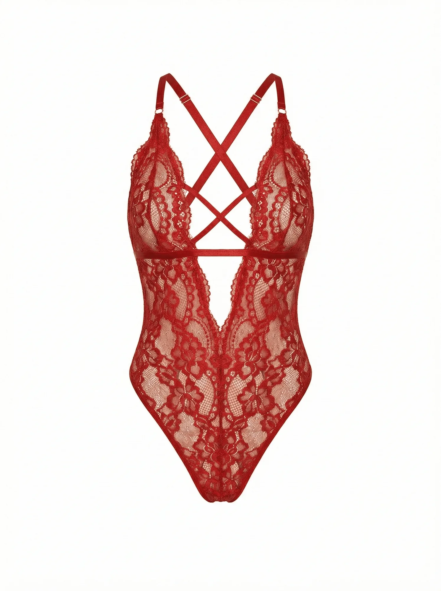 Ruby Spitzen-Bodysuit mit Cut-Outs | Rot