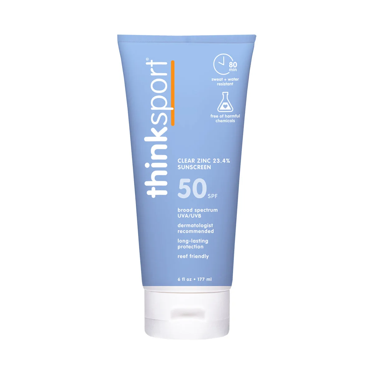 Thinksport SPF 50 Clear Zinc Sunscreen (6oz) - Family Size