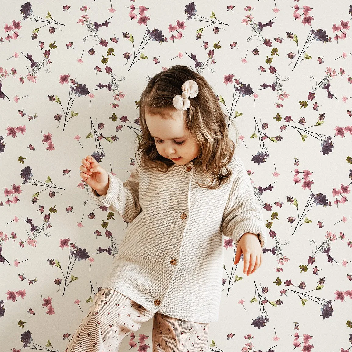 Pink Wildflower Meadow Kids Wallpaper