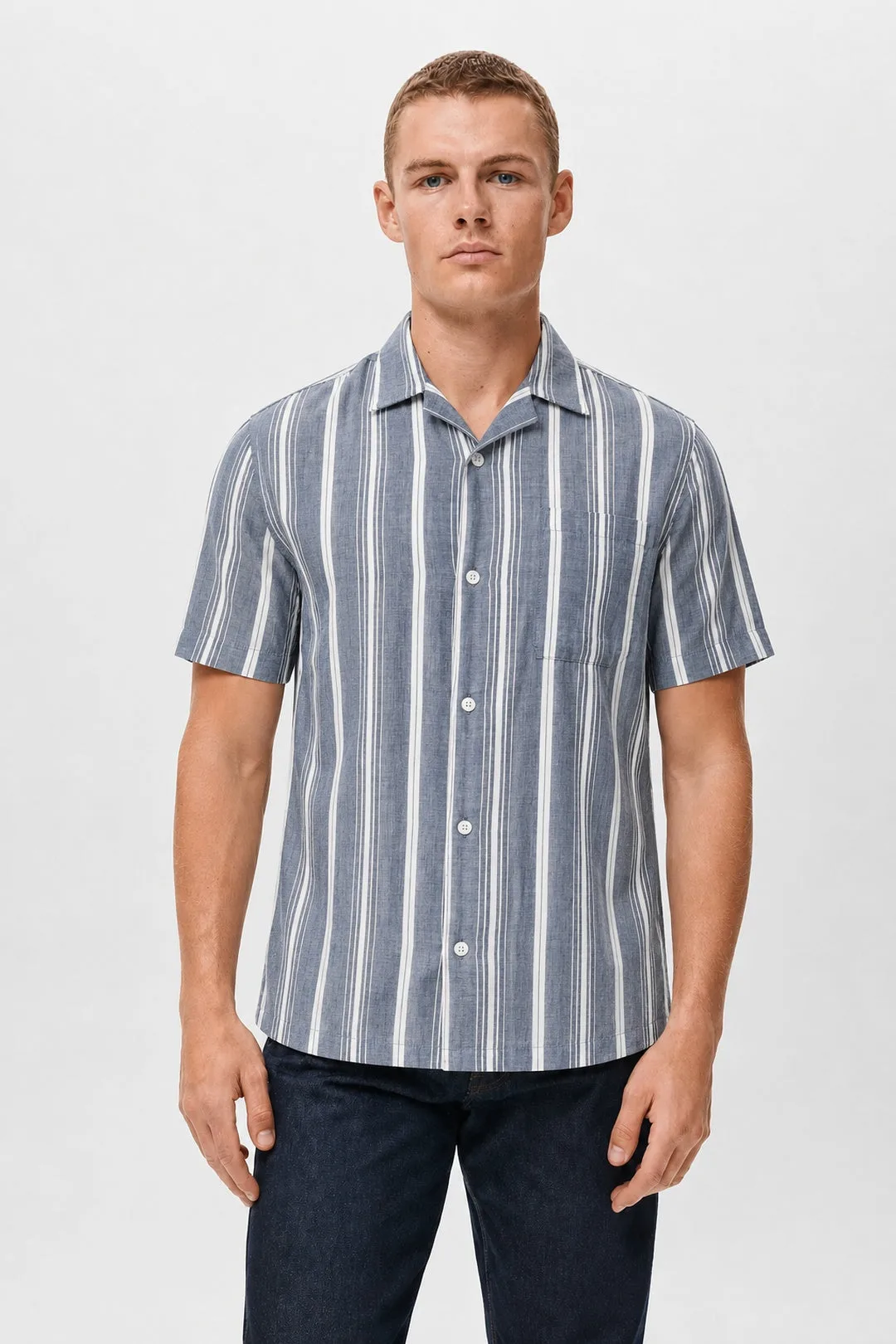 Bari Stripe Short Sleeve Shirt | Navy