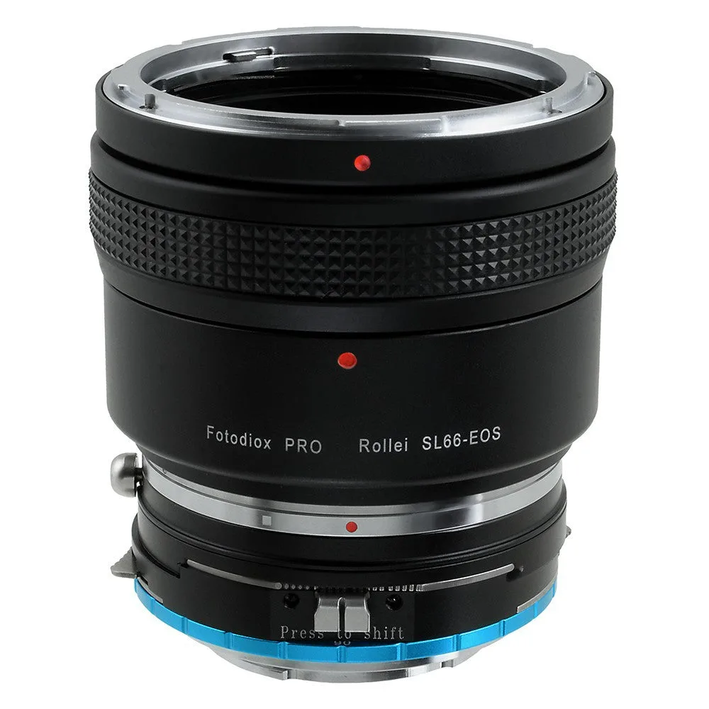 Adaptador Fotodiox Pro Lens Mount Double Shift - Objetivas Rolleiflex SL66 Series y Canon EOS (EF/EF-S) D/SLR para cuerpo de cámara sin espejo Sony Alpha E-Mount con helicoidal de