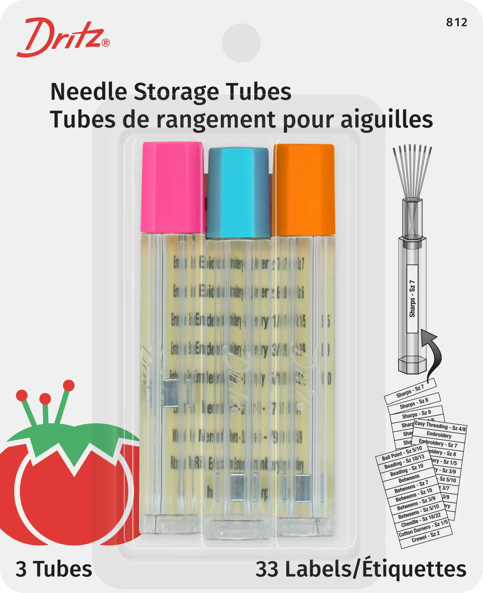 Needle Storage Tubes, Assorted, 3 pc