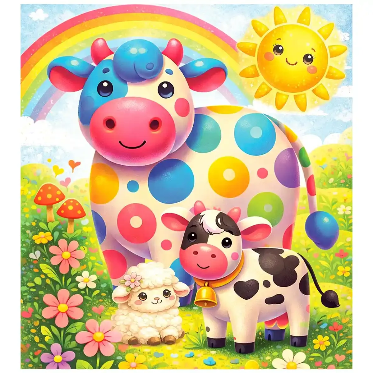 Regenbogen-Kuh-Puzzle: Spaß für Kinder