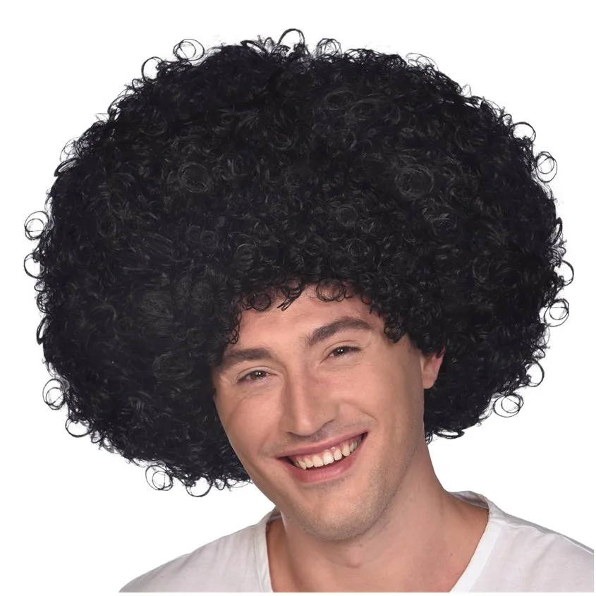 アフロウィッグで70'sパーティールックに