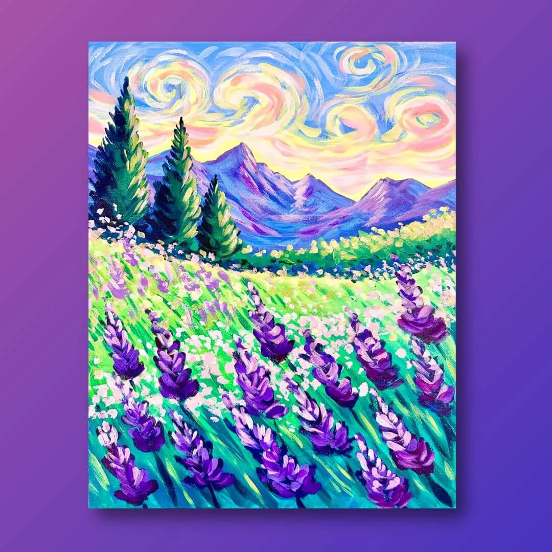 วิธีวาดทุ่งลาเวนเดอร์ด้วยชุด Lavender Dream