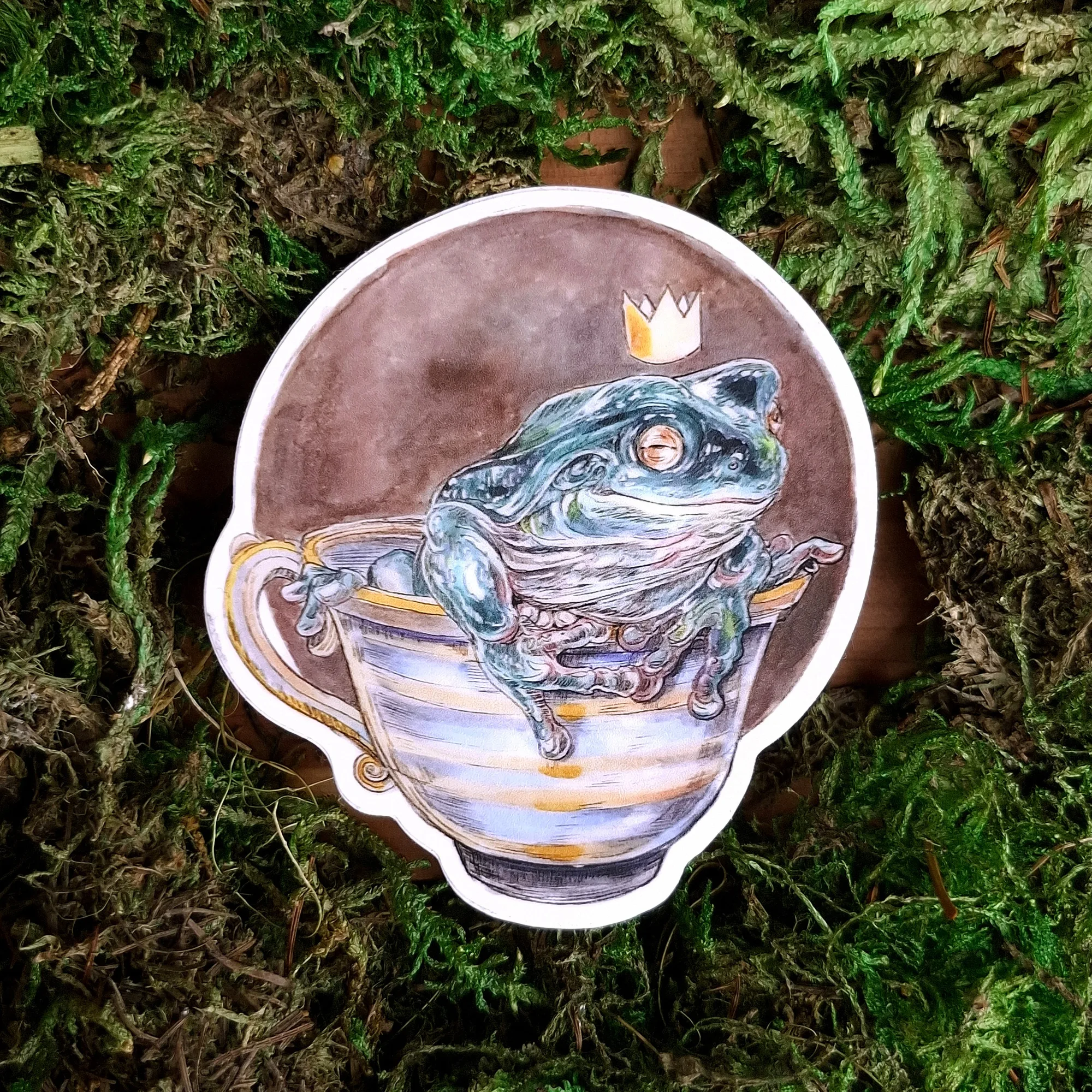 Teacup Frog Vinyl Sticker
