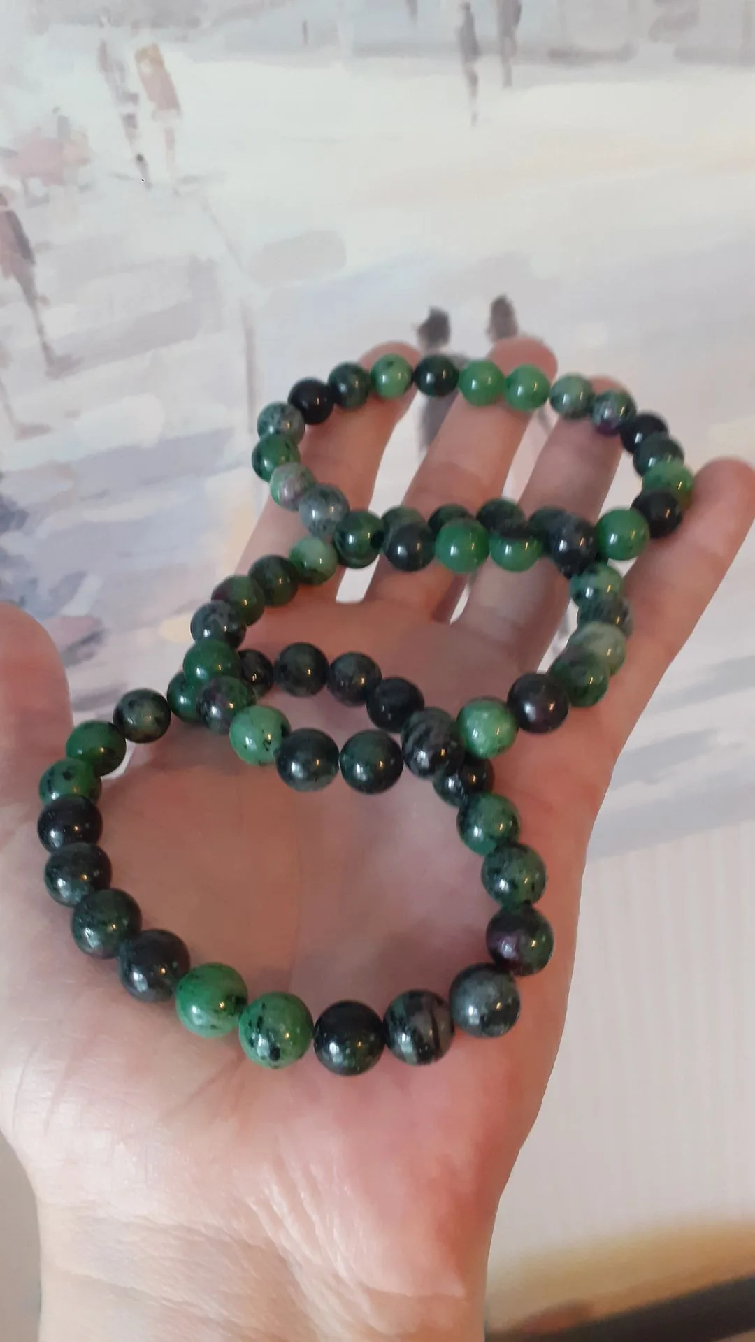 Bracciale con perline di rubino in zoisite