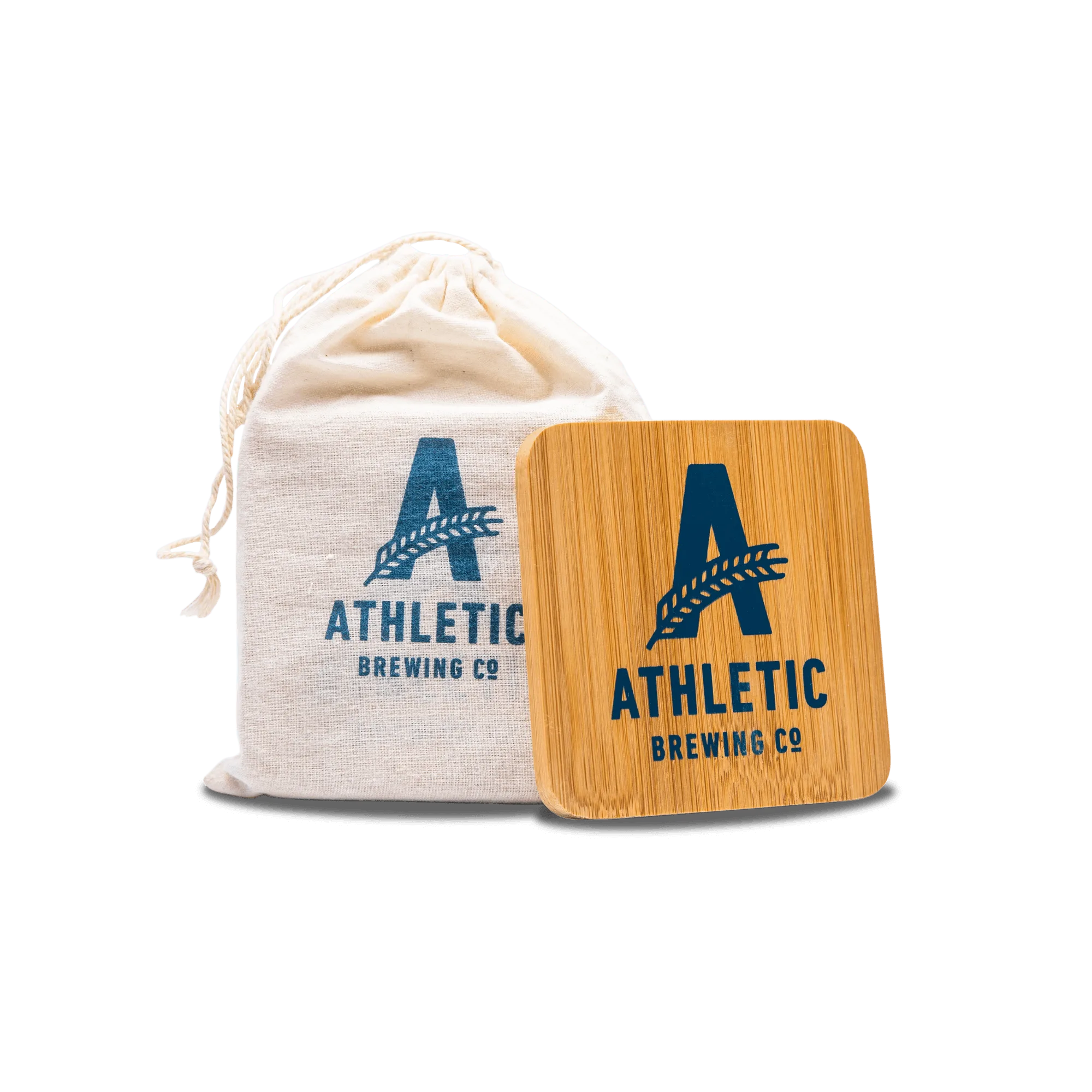 Athletic Brewing Bamboo Coasters Set of 4