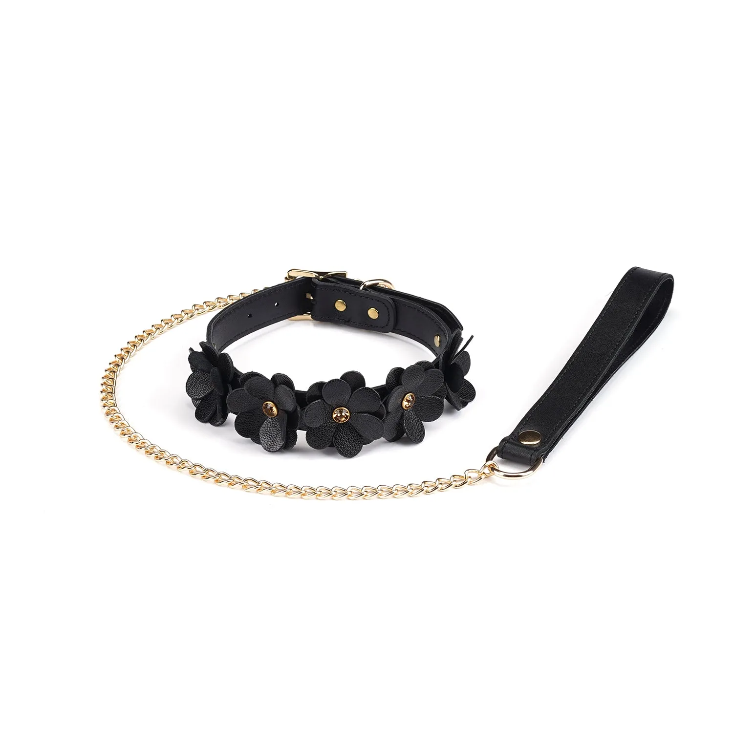 Collar de cuero Ritmo Floral con correa