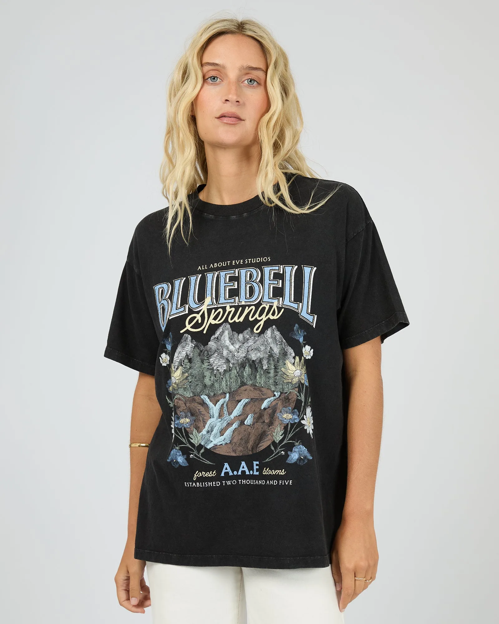 Bluebell Springs Relaxed Tee Washed Black