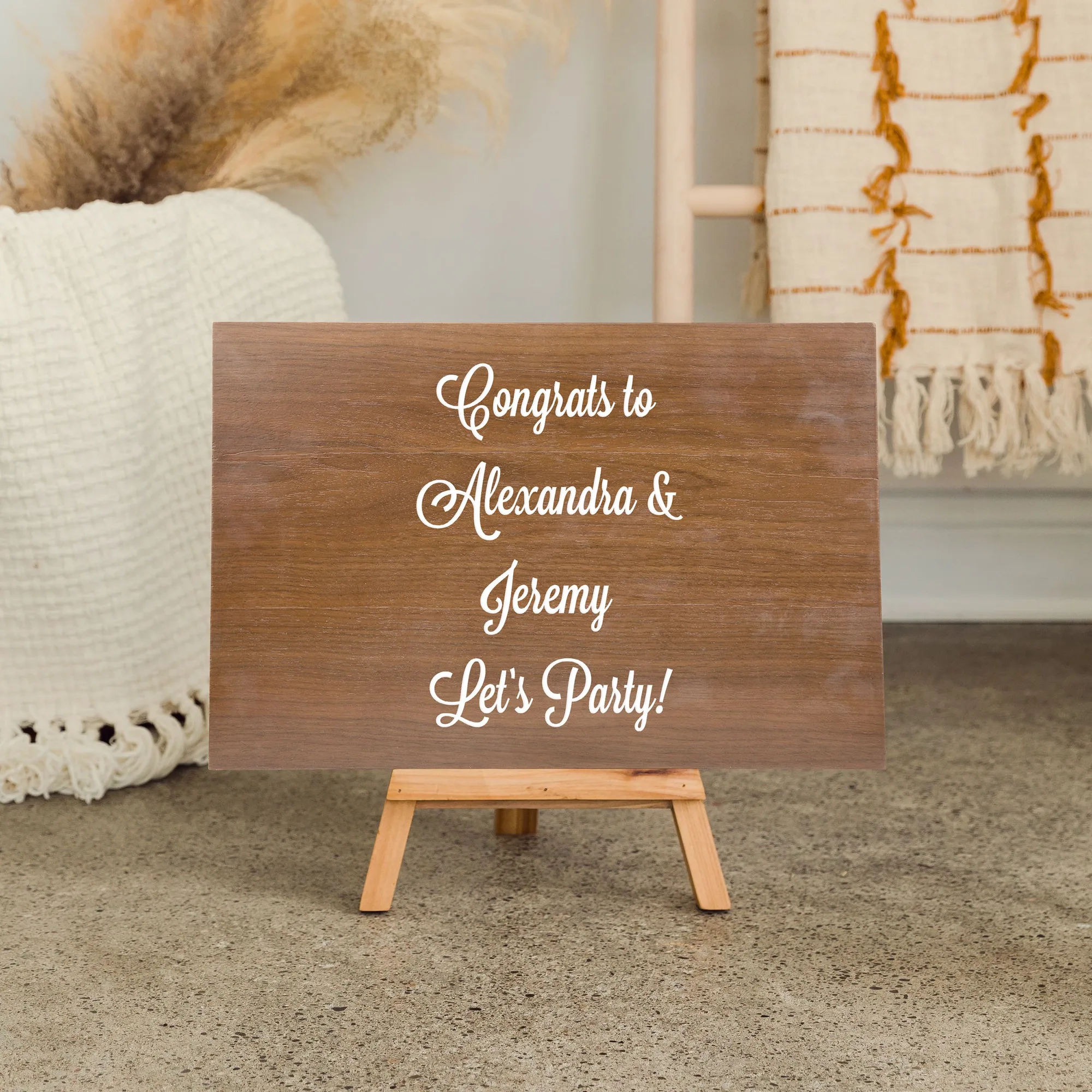 Personalized Wooden 12" x 18" Wedding Sign - Custom Script Text