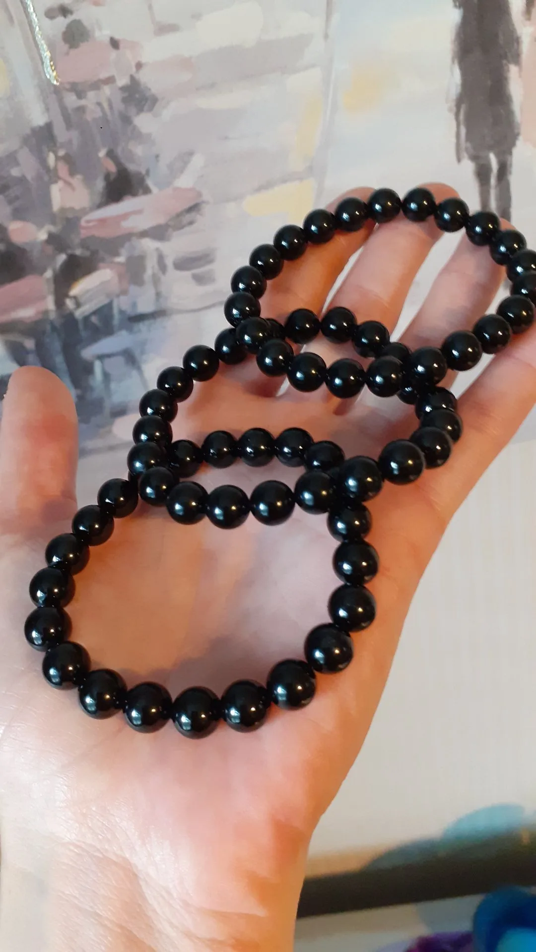 سوار خرز التورمالين الأسود