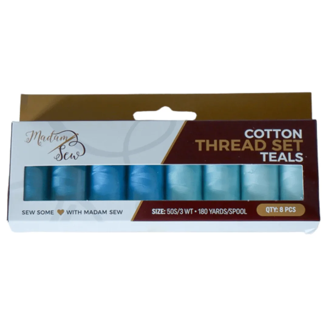 Set di fili di cotone - Verde alzavola! Per quilting e cucito - 8 rocchetti, 4 colori, 180 yard ciascuno