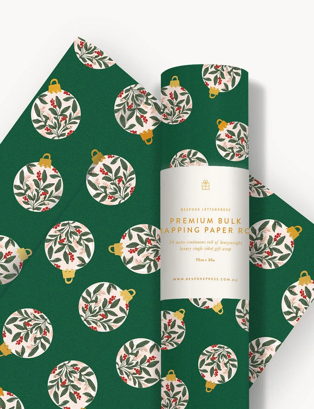 Gift Wrap 30m Roll - Christmas Ornaments