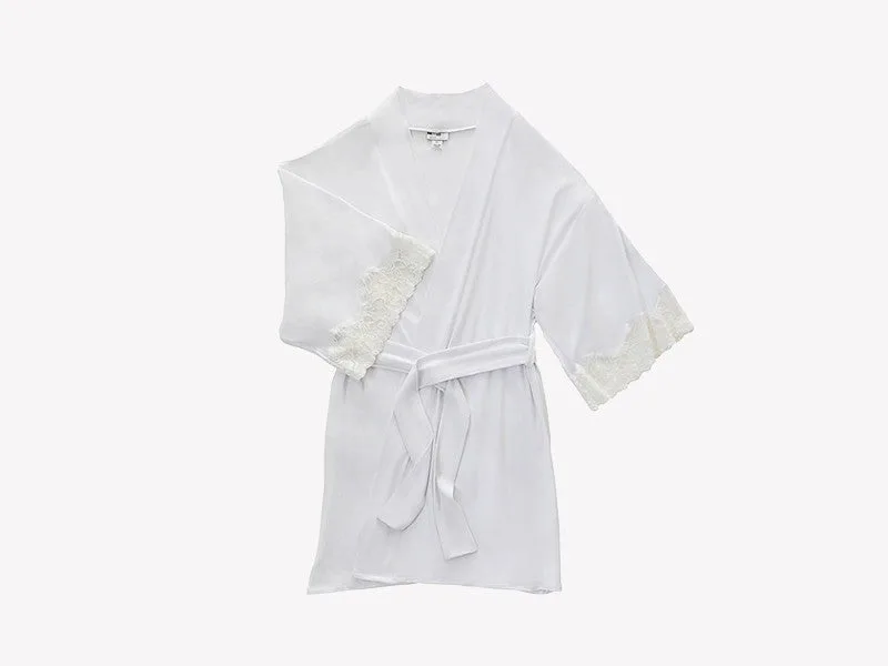 Calla Modal Kimono met kant, wit
