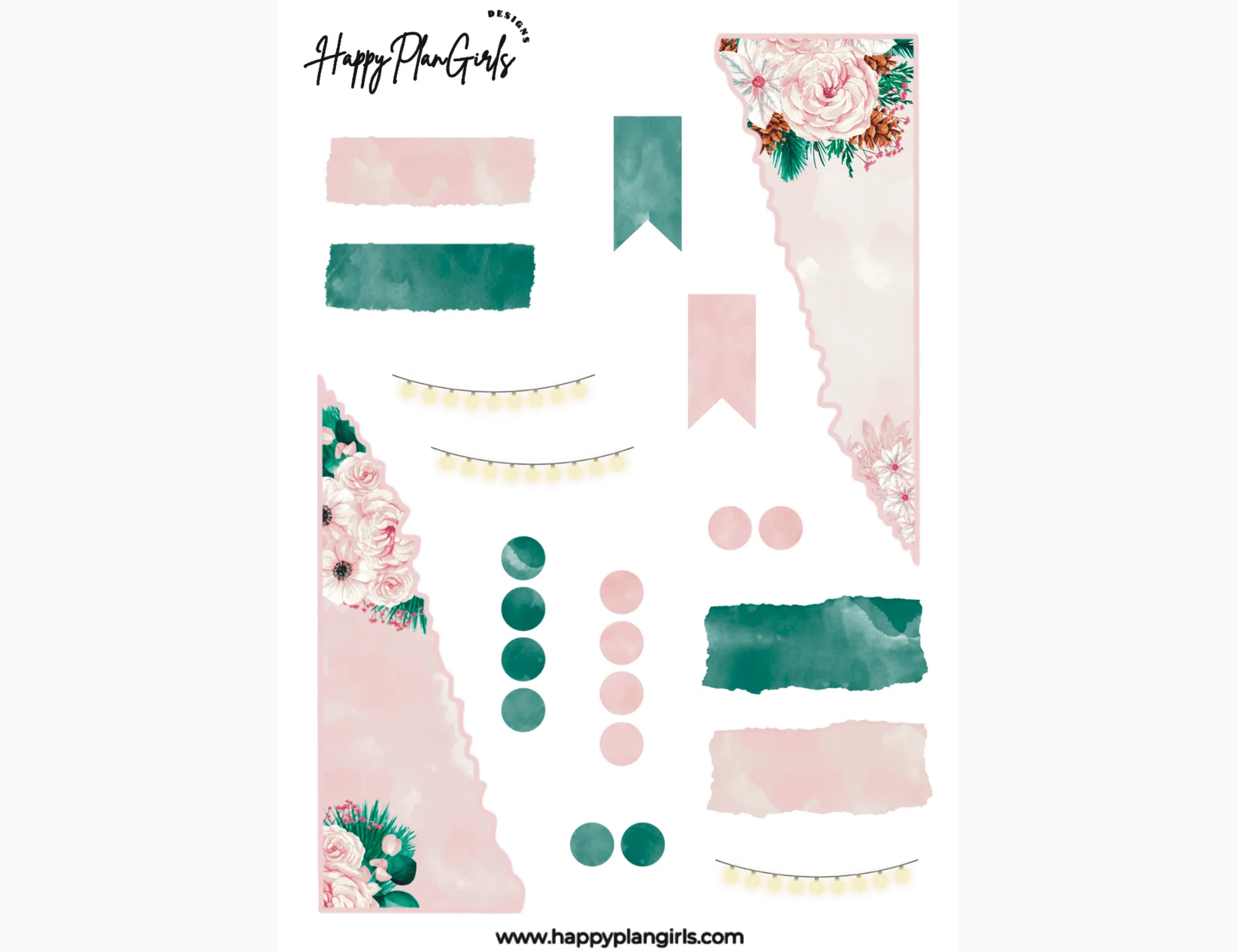"A Pink Christmas" Corners and Boxes Sticker Sheet