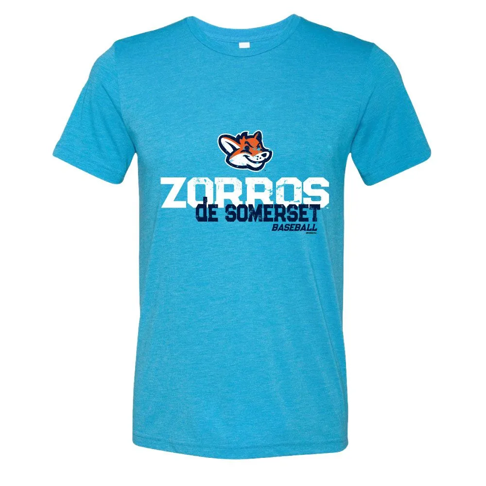 تيشيرت Somerset Patriots Aqua Triblend Zorros de Somerset Plane Rotation