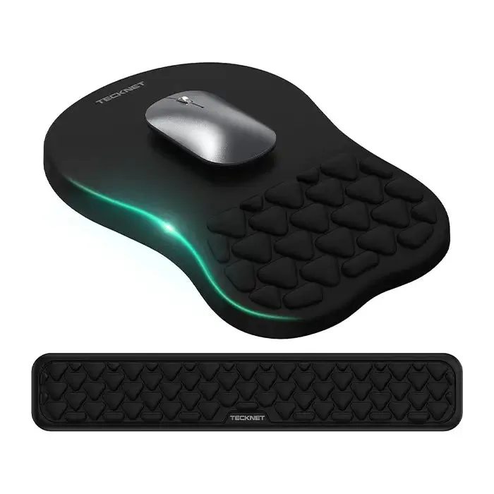 TECKNET キーボードリストレスト＆マウスパッド 2in1 セット（手首サポート付き）