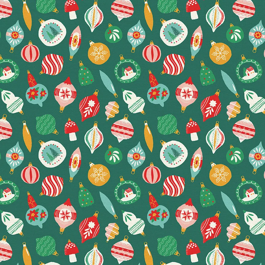 Ornaments Green by Liz Mytinger from Oh What Fun! for Paintbrush Studio Fabric